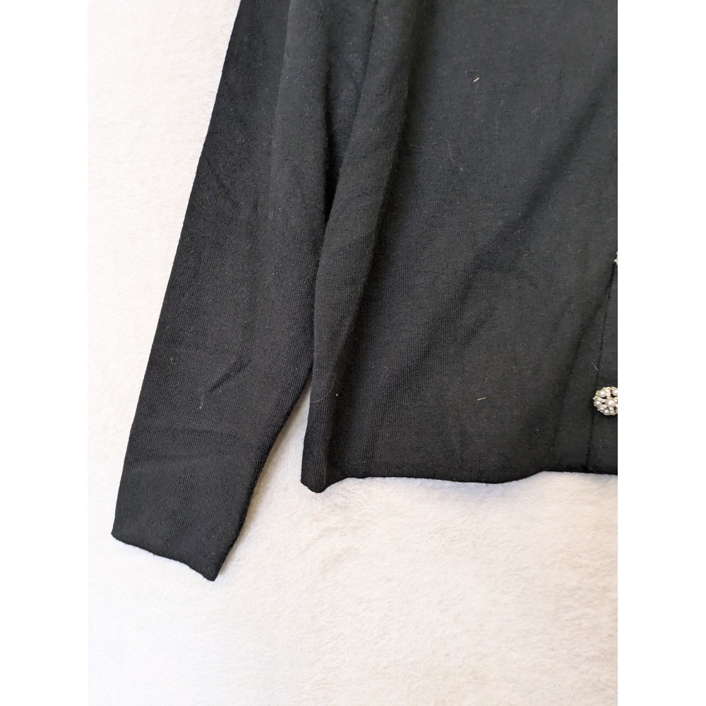 NEW Sioni Cardigan Sweater Women's L Black White Rhinestone - Picture 2 of 13